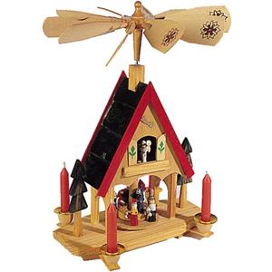 Kurt Adler Wood Alpine House Carousel with Candles, 12-Inch