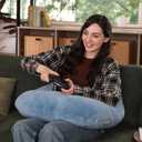 Ergonomic U-Shape Gaming & Lap Pillow - Crochet Pillow & Reading Support Pillow with Arm Relief, Comfort for Gamers, Crafters & Book Lovers (Blue)