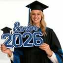 2 x Senior 2026 Sign Wooden Graduation Decorations Blue Graduation Hanging Decor 2026 Grad Letter Sign Wooden Photo Booth Prop for Senior Night High College School Celebration Grad Party Supplies(Blue)