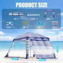 Beach Cabana Tent with Sun Shade - 8'8' UPF 50+ Large Beach Canopy Tent with Side Wall, 2 Cup Holder & Adjustable Height Foldable Outdoor Shelter Canopy for Camping/Patio/Parties/Garden/Backyard