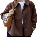 Womens Cropped Trench Coat Spring Fashion 2026 Winter Jackets Lightweight Outfit Single Breasted Trendy Outwear (Brown, M)