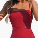 CUPSHE Women Swimsuit One Piece Bathing Suit Square Neck Cutout Back Tummy Control with Adjustable Spaghetti Straps  L