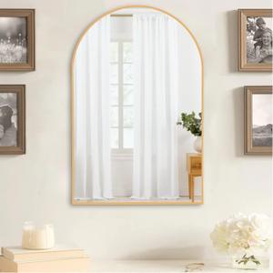 NeuType 36"x24" Arched Wall Mirror, Small Full Length Mirror Hanging or Leaning Against Wall, Dressing Mirror Make-up Mirror for Living Room, Bedroom, Bathroom, Aluminum Alloy Thin Frame, Gold