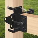 Self Locking Gate Latch for Wooden Fence, Heavy Duty Post Mount Automatic Gate Lock Gravity Door Latch Hardware for Secure Pool/Yard/Garden, Steel, Black Finish, Pack of 2