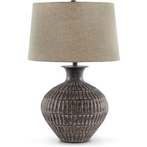 Signature Design by Ashley Magan 28" Textured Bronze Metal Table Lamp, Antique Brown Finish