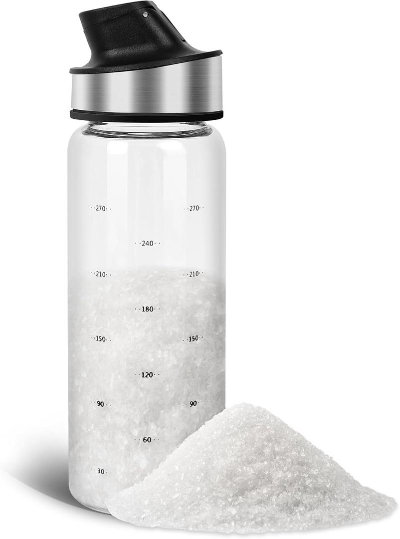 Sugar Dispenser with Pour Spout, Glass Sugar Shaker Jar Weighted Pourer for Coffee Bar,Tea & Baking, Commercial Quality Sugar Container for Sugar, Honey, Syrup for Home Kitchen, 11 oz
