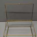 Golden Vintage Clear Glass Lidded Box Edge Bracelet Keepsake Decorative Jewelry Display Home Decor (10.8x7x4 in)