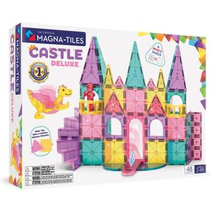 Magna-Tiles Castle DLX 48-Piece Magnetic Construction Set, The Original Magnetic Building Brand