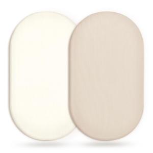 GRSSDER Stretchy Ultra Soft Fitted Bassinet Sheet 2 Pack, Universal Fit for Bassinets Baby Cradle Moses Basket Oval Rectangle Mattress Safe and Snug, Jersey Bassinet Sheets for Girls, Cream/Beige