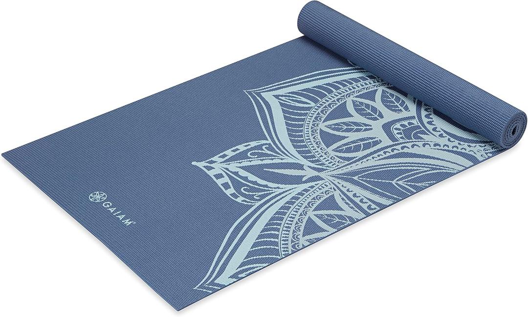 Gaiam Yoga Mat - Premium 5mm Print Thick Non Slip Exercise & Fitness Mat for All Types of Yoga, Pilates & Floor Workouts (68" x 24" x 5mm) (High Tide Point)