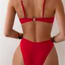 SweatyRocks Women's 2 Piece Bikini Set Spaghetti Strap High Cut Push Up Underwire Swimsuit (Red, Large)