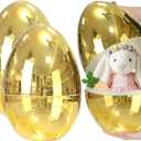2 Pcs 14 Inch Jumbo Golden Metallic Easter Eggs Fillable Extra Large Empty Plastic Eggs for Basket Party Supplies Surprise Egg Easter Hunt Decor