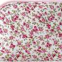 Quilted Conch Shaped Makeup Bag Cosmetic Bag for Women, Floral Coquette Cotton Travel Makeup Case Toiletry Zipper Make Up Pouch, Travel Storage Organizer Stuff (Red Flower)