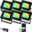 LED Flood Lights Outdoor, Smart RGB Color Changing Landscape Lights with Multi Scene Modes & Music Modes, IP66 Uplighting with APP & Voice Control for Patio Garden Yard Stage, 6 Pack