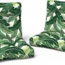 2 x LVTXIII Outdoor Tufted Low Back Cushions, Solid Fluffy Seat and Back Chair Cushion with Ties, Patio Replacement Rocking Chair Cushion for Outdoor Furniture Use, 21 W x 21D, 2 Pack, Swaying Palms Green