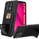 Case for T-Mobile Revvl 7 5G Phone Case, Card Holder/Slots Folding Kickstand/Stand Wallet Silicone Protective Cover Case for T-Mobile Revvl 7 5G 2024 - Black