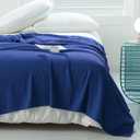 AmyHomie Cooling Blanket Queen Size, 100% Rayon Derived from Bamboo Waffle Blanket, Cool Summer Blanket for Hot Sleepers Soft Comfy Lightweight Blankets for All Seasons(Blue Violet, 9090in)