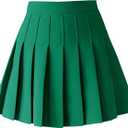 TONCHENGSD Women's High Waist Pleated Mini Skirt Skater Tennis Skirt (Green, XL)
