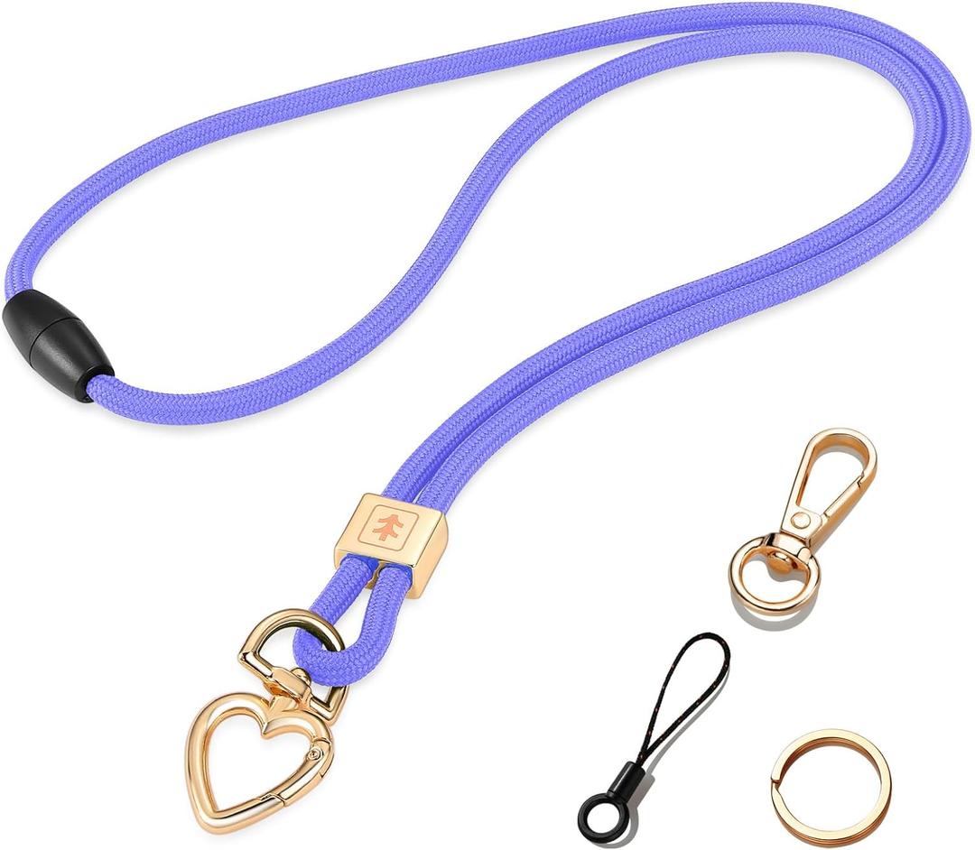 2 x Breakaway Lanyards for Keys ID Badges, Long Scrunchie Lanyard for Women, Teacher Neck Phone Keychain Lanyard (Lavender)