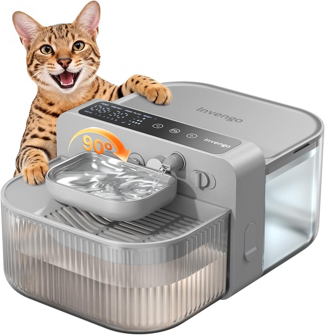 Invengo No-Filter Wireless Cat Water Fountain, 3.5L Stainless Steel Pet Fountain for Cats & Dogs  Wastewater Separation, Auto Refill, Ultra-Quiet 3000mAh Battery, Indoor Smart Water Dispenser