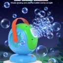 Joyfuture Bubble Machine, Automatic Bubbles Blower for Kids, Toddlers - 360 Rotation, 75 Adjustment, with Handle - Gifts Toys for Boys, Girls Age 1+ Year Old, Hallween, Outdoor, Birthday Party (Bule+green)