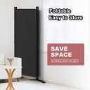 Kokorona 4 Panel Room Divider, 6FT Tall Folding Privacy Screen Wall Dividers, Portable Privacy Screen Freestanding Room Divider for Room Separation, Included - Cover Strips, Black, 136''W x 71''H
