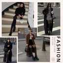 MANZI Womens Faux Thigh High Fishnet Stockings Stitching Opaque Pantyhose Mock Over the Knee Goth Striped Suspender Tights (Black)