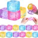 16 Pcs Stress Cube with Snowflakes Slow Rising Ice Cube Stress Balls for Adult Sensory Squeeze Cubes for Anxiety Relief Prizes Goodie Bag Stuffers (4 Color), 1.77 inches
