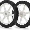 GICOOL 14 x 2'' Rubber Tire and Plastic Spoke Wheel, 1.75" Offset Hub Length, 1/2" Axle Bore, for Lawn Mower Trolley Dolly Wheel Replacement, 2 Pack