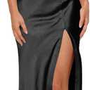 firfig Women's Halter Satin Dress Crisscross Sleeveless Midi Cocktail Party Dress Backless Split Formal Evening Dresses, Large