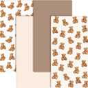4 Pack Bear Baby Crib Fitted Sheet 52'' x 28'' Bear Stretchy Neutral Fitted Crib Mattress Sheet Baby Bedding for Standard Mattress Gift Set