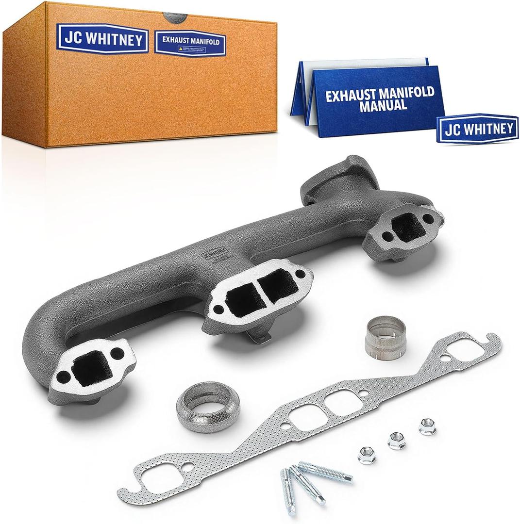 JC Whitney JFBAJCWEMD00072 Left Exhaust Manifold Kit - Compatible with Chevrolet Tahoe 1996-2000, C1500/C2500/K1500/K2500 Suburban 1996-1999, Express 1500 2500 3500 1996-2002, GMC Yukon 1996-2000