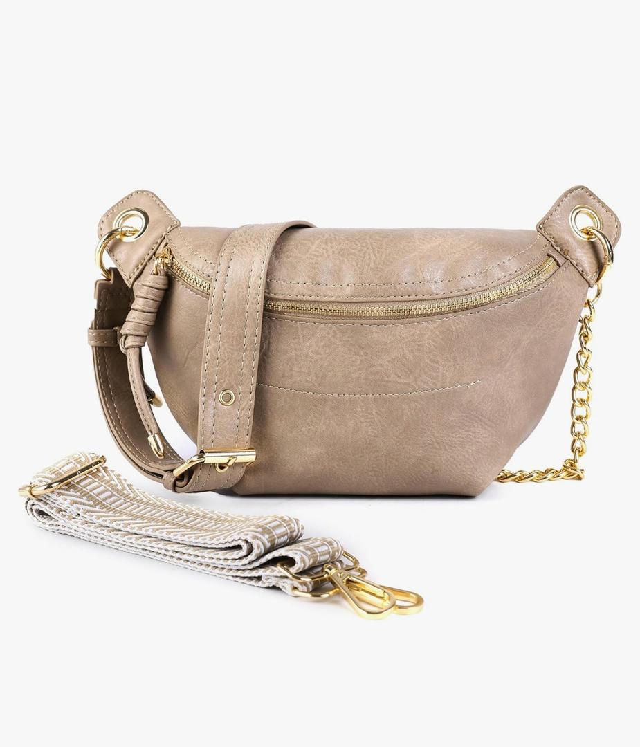 Fanny Packs for Women Cross Body Leather Belt Bag Sling Bag for Women Crossbody Purse Fashion waist packs with Two Strap
