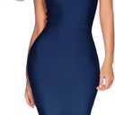 Houstil Women's V Neck Halter Fishtail Bandage Bodycon Dress Party (Medium)
