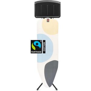 Brabantia Comfort Ironing Board with Solid Steam Generator Rest | Medium (Size B) | Fairtrade Bubbles Cover | Adjustable Height (27-38"), XL Iron Rest, Easy Fold, Anti-Collapse Lock, Non-Slip Feet