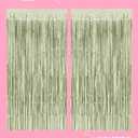 xo, Fetti Party Decorations Sage Green Foil Curtain - Set of 2 | Bachelorette Party Supplies, Cute Birthday Queen Photo Booth, Bach Martini Decor, Bridal Shower Backdrop