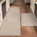 Color&Geometry Kitchen Rugs 2PCS-23x35+23x82 Non-Slip Rubber Backed,Greige