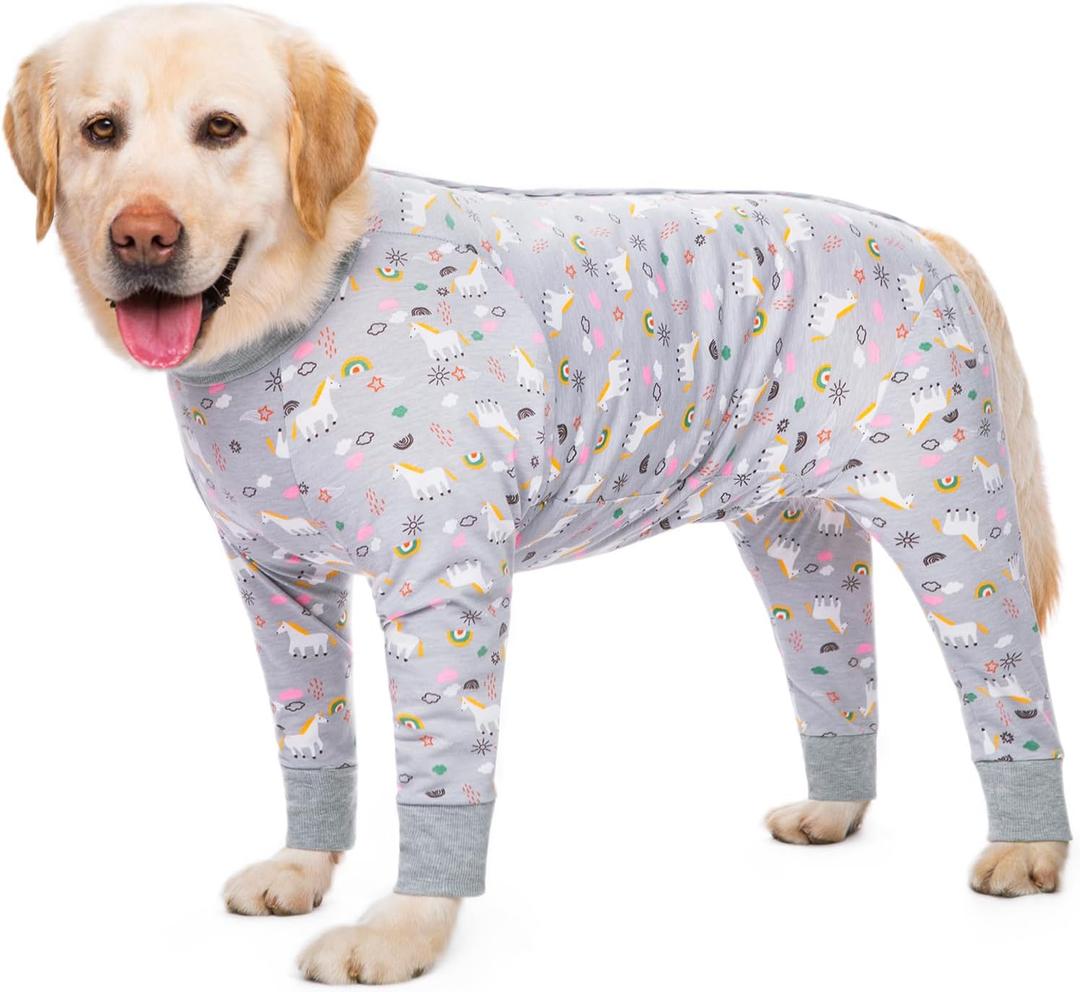 Recovery Suit for Large Medium Dogs After Surgery, Soft Breathable Anti Licking Dog Onesie E-Collar & Cone Alternative, Pet Bodysuit for Preventing Hair Loss Full Cover Wound(4XL, Grey Pony) (Chest 32.28-35.55 in)