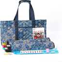 American Mahjong Tile Set with Blue Printed Carrying Bag, 166 Premium Tiles, 4 All-in-One Color Racks/Pushers, Mah Jongg Sets, Mahjong Game Set for Travel, Christmas, Birthday Gifts