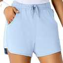Leapstride Sweat Shorts for Women - Athletic Workout Runing Dolphin Shorts with Pockets for Gym Lounge Summer, X-Small, Ice Water Heather