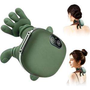 Neck Massager, Electric Neck and Back Massager with Heat, Simulated Human Hand Design Shoulder Neck Massage for Pain Relief and deep Tissue, Shiatsu Massage 4D Kneading, Gifts for Men Women (Green)
