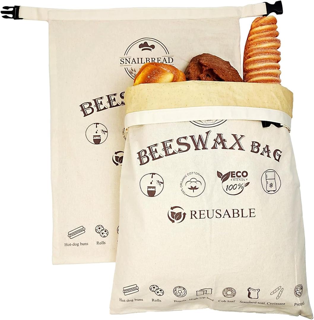 Reusable Beeswax Bread Bags for Sourdough: XL Eco-Friendly Fresh Food Storage (13x17in, 2 Pack) | Moisture Lock, Sustainable Homemade Bread Preservation