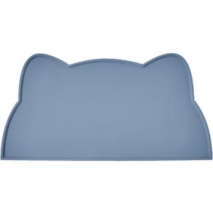 Cat Food Mat, Silicone Non Slip Dog Bowl Mat Waterproof Cat Feeding Mat Stop Food Spills and Water Messes Out to Floor Pet Food Mat (Stone Blue, 20" x 12")