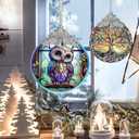 Jocidea Owl Stained Glass Suncatcher and Christmas Ornament - Holidays Decor for Owl Lovers