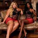 ohyeah Fishnet Lingerie Mini Dress Plus Size XS-2XL Halter Backless Sexy Rave Outfits Stretch See Through Cover Up (Black, XXL)