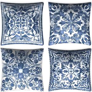 Boho Throw Pillow Covers Set of 4 - Vintage Square Linen Decorative Pillow Cases 18x18 Inch for Bedroom Sofa Couch Living Room Car Home Decor