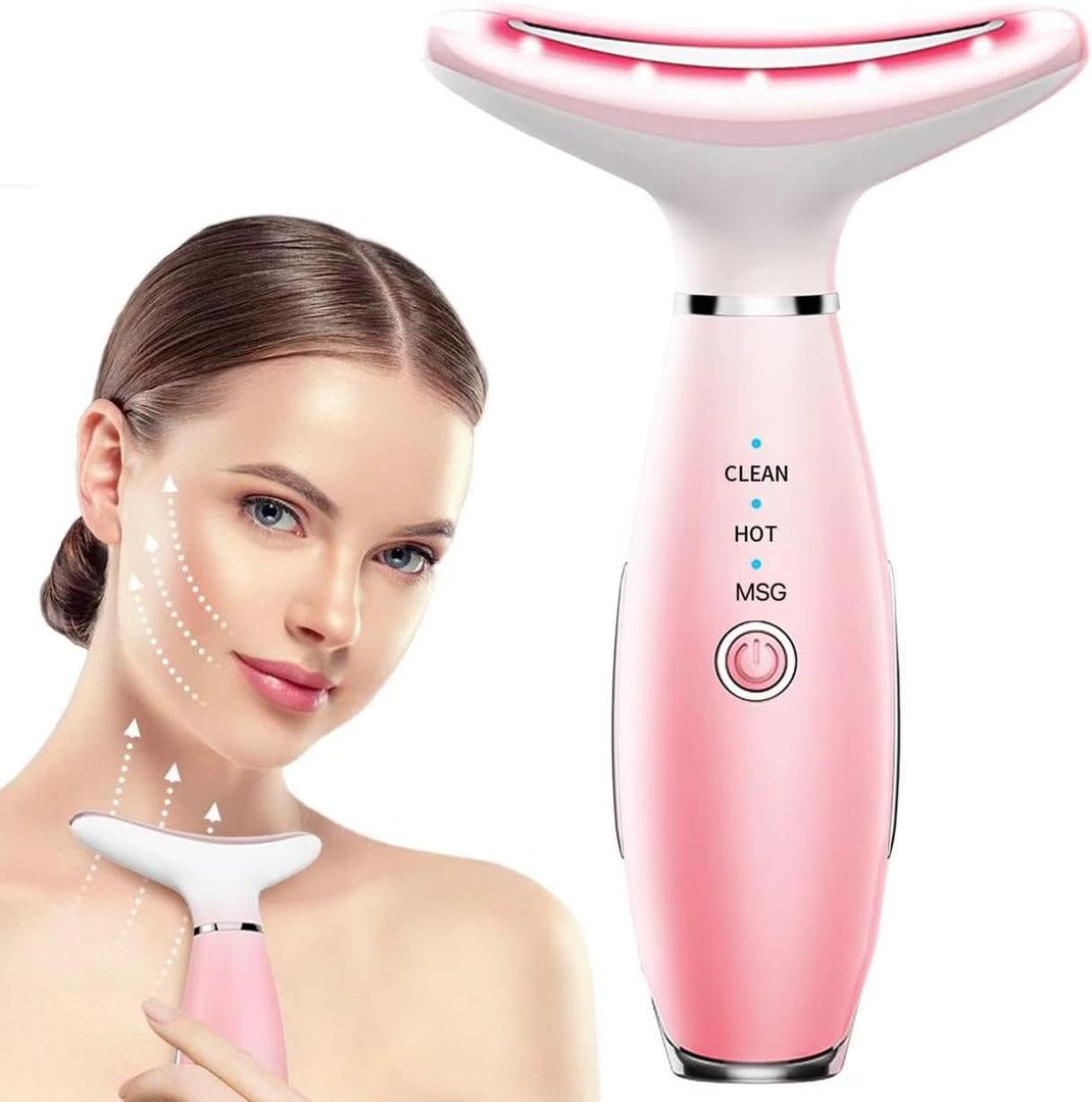 7-in-1 LED Light Beauty Device for Face and Neck Pink