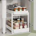 APRTAT 2 Pack Under Sink Organizer, Bamboo Wooden 2-Tier Pull-Out Storage with Sliding Drawers for Kitchen and Bathroom Cabinets, Easy Installation (White, 1 pack)