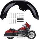Motorcycle 17 inches Front Fender, Wheels Wrap Front Fender Fit for Harley Touring Road King Road Glide Electra Glide Street Glide (Gloss Black)