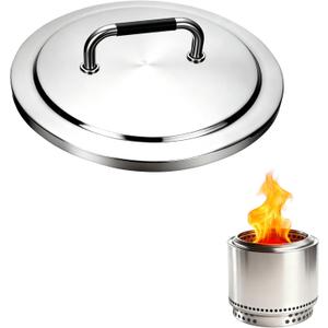 Fire Pit Lid for Solo Stove Bonfire & Bonfire 2.0, 19.5 Inch 304 Stainless Steel Cover with Heat-Resistant Handle, Portable Round Lid for Outdoor Wood Burning Fire Pits, Camping & Backyard Accessories